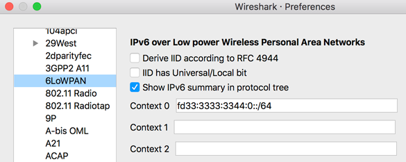 Sniffer OT Wireshark 6LoWPAN