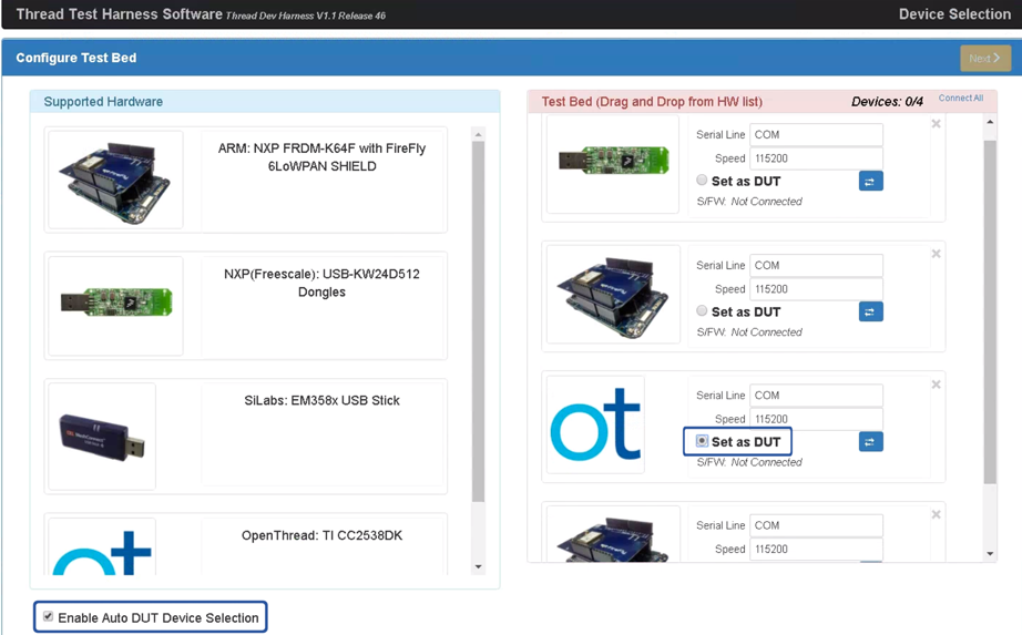 Certificação OT DUT automático